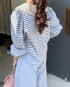 Collar stripe blouse