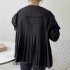 Pan collar blouse with pleated back