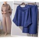 Pleated mockneck blouse and pants set