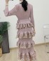 Pleated motif tiered dress