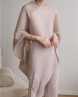 Pleated tassel cape