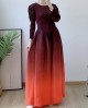 Pleated Ombre puff sleeve dress