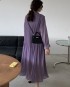 Pleated dress with sheer sleeves