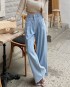 Denim pants with pleats