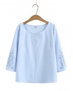 LM+  Embroidered  sleeve blouse