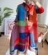 Pleated multicolor button tunic