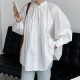 Oversized ruffle neckline blouse