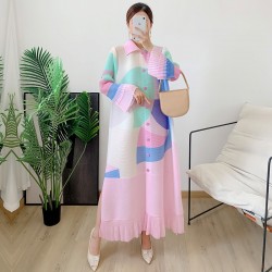 Pleated pastel button dress