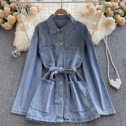 Denim tunic with sash