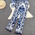 Reflection motif blazer and pants set