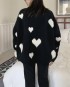 Heart motif knit pullover