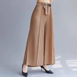 Palazzo pleated pants with sash