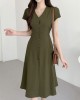 V-neck button dress