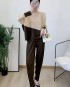 Pleated Colorblock blouse and pants set