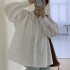 Oversized ruffle neckline blouse