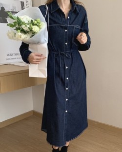 Denim button dress