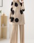 Pleated polka dot blouse and pants set