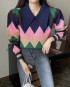 Collared pattern knit pullover