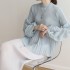 Pleated ruched sleeve blouse