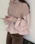 Combination mockneck knit pullover