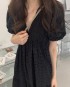 V-neck eyelet broderie dress