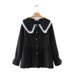 LM+ Lace Trim Collar Blouse