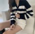 Collared stripe knit pullover