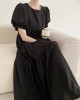 Puff sleeve long dress