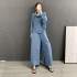 Pleated mockneck blouse and pants set