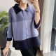 Pleated colorblock blouse