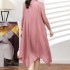 Pleated sheer sleeve dress