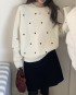 Heart motif knit pullover