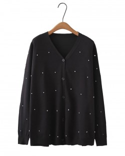 LM+ Applique button knit cardigan