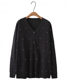 LM+ Applique button knit cardigan