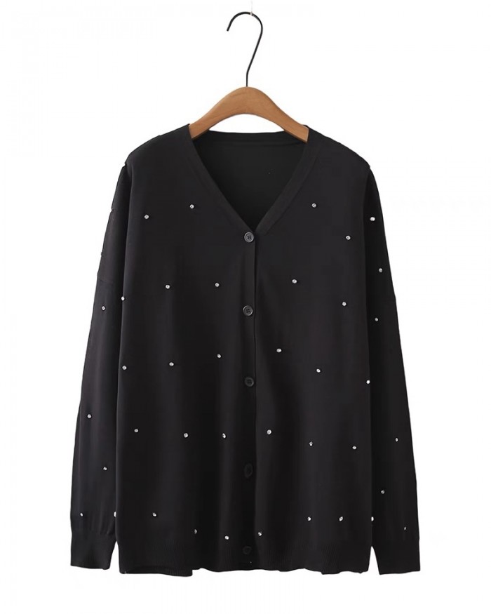 LM+ Applique button knit cardigan