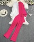 Long colorblock  blouse and pants set