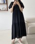 Puff sleeve pleat dress