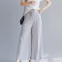 Palazzo pleated pants with sash