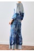 Pleated motif blouse and pants set