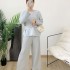 Pleated blouse with sash and pants set