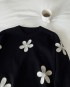 Flower applique knit pullover