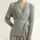 Pleated cardigan with sash