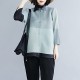 [PREMIUM] Colorblock Pleated Collar Blouse