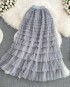 Long candy color ruffle skirt