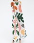 Pleated long flower motif dress