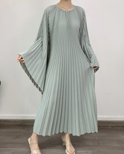 Pleated flare batwing dress