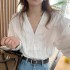 Lace trim neckline blouse