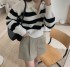 Collared stripe knit pullover