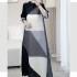 Pleated long geometric dress