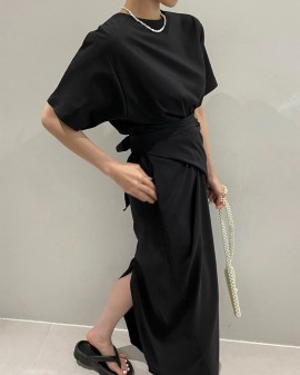 Wrap dress with back sash